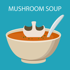 Soup with vegetables isolated  on white background. Vector illustration. Hot bowl of soup, dish isolated icon.