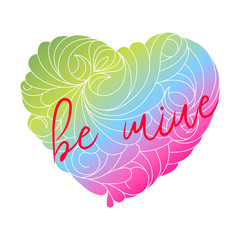 Obraz premium Valentine's day card. Vector rainbow heart isolated on a white