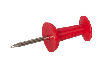 Red pushpin on a white background