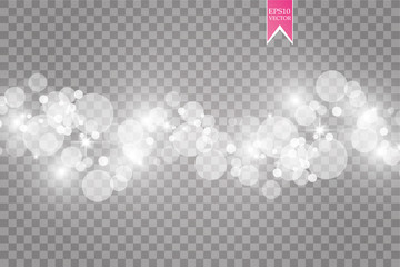 Abstract white bokeh effect explosion with sparks modern design. Glow star burst or firework light effect. Sparkles light vector transparent background. Christmas Concept.