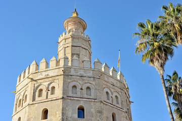 Fototapeta na wymiar The Gold Tower (La Torre del Oro) Sevilla, Spain