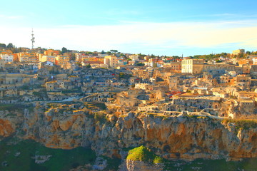 Fototapeta na wymiar Matera, Italy, panoramic view of one of the oldest town in the world