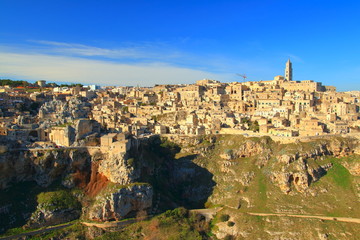 Fototapeta na wymiar Matera, Italy, panoramic view of one of the oldest town in the world