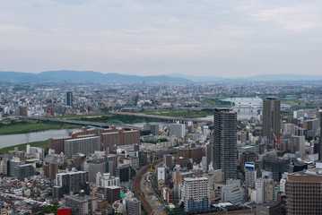 Fototapeta premium View on a cityscape of downtown Osaka, Japan