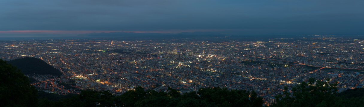 Sapporo city night view from Mount Moiwa, Sapporo, Hokkaido, Japan