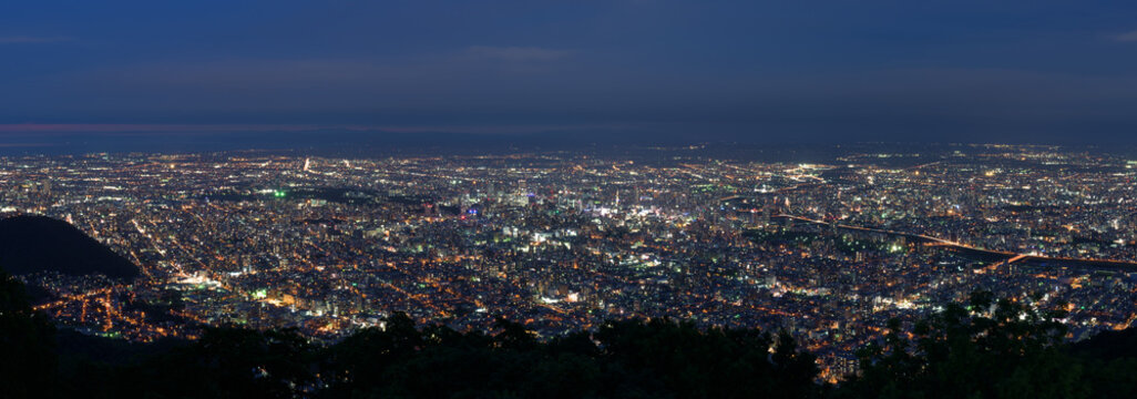 Sapporo city night view from Mount Moiwa, Sapporo, Hokkaido, Japan