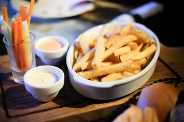 French fries serve with sour cream