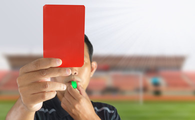 The referee showed a red card in the field