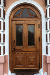 Old wooden closed door