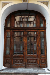 Old wooden closed door