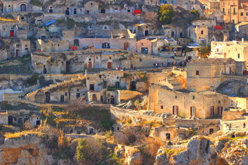 Obraz premium Matera, old stone houses, the oldest town in the world, Italy