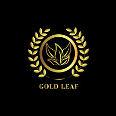 Gold Leaf Logo Vector Template Design