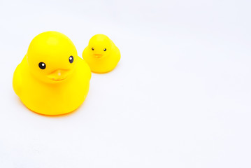 Yellow Rubber Duck Toy Isolated Over White Background