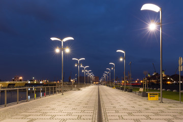 Szczecin by night / waterfront view / a walking place