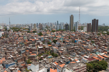 Urban social contrast - Buildings and favela