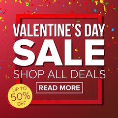 Valentine s Day Sale Banner Vector. Vector. Love Discounts Poster. Business Advertising Illustration. Design For Web, February 14 Flyer, Valentine Card