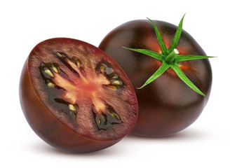 Black tomatoes isolated on white background