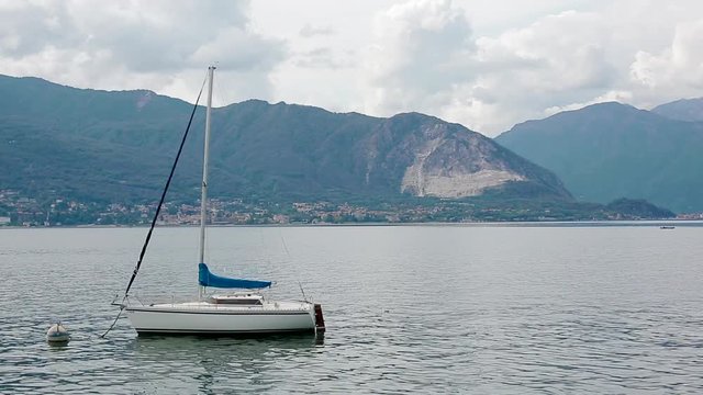 Small yaht on Lago Maggiore. Italy