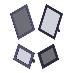 Isometric Picture Frames on white background. Vector low poly illustration.