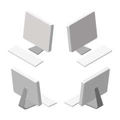 isometric concept vector office modern desktop computer illustration. Display, Keyboard