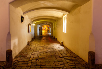 Riga. Old street at night.