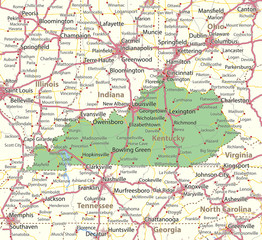 Fototapeta premium Kentucky-US-States-VectorMap-A