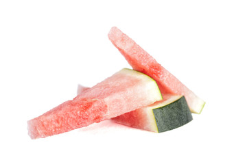 Three triangles of watermelon isolated