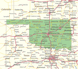 Oklahoma-US-States-VectorMap-A - obrazy, fototapety, plakaty