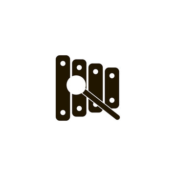 black xylophone with mallet on white background clip art preview