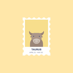 Taurus Horoscope Set  Cute Illustration of Zodiac Signs in Cartoon Flat Style Vector