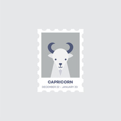 Capricorn Horoscope Set  Cute Illustration of Zodiac Signs in Cartoon Flat Style Vector