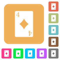 Four of diamonds card rounded square flat icons