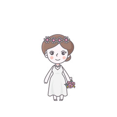 Wedding Bride Character Cute Vector Illustration