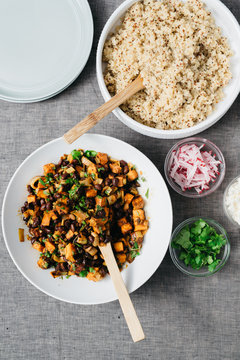Black Bean and Sweet Potato Vegetarian Taco Platter