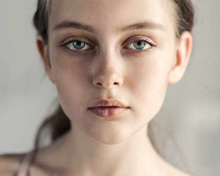 Portrait of girl with grey eyes