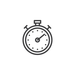 Stopwatch line icon, outline vector sign, linear style pictogram isolated on white. Chronometer symbol, logo illustration. Editable stroke