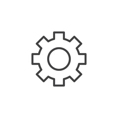 Settings line icon, outline vector sign, linear style pictogram isolated on white. Cogwheel, Gear symbol, logo illustration. Editable stroke