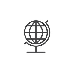 Geography globe line icon, outline vector sign, linear style pictogram isolated on white. Earth sphere symbol, logo illustration. Editable stroke