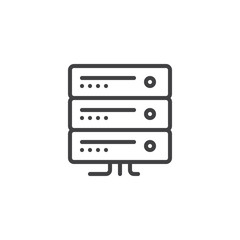 Computer server line icon, outline vector sign, linear style pictogram isolated on white. Server rack symbol, logo illustration. Editable stroke