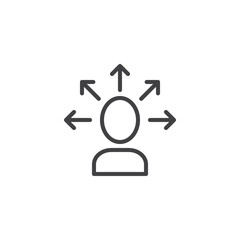 Make decision line icon, outline vector sign, linear style pictogram isolated on white. Self awareness symbol, logo illustration. Editable stroke