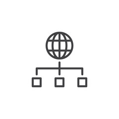 Global network line icon, outline vector sign, linear style pictogram isolated on white. Social media symbol, logo illustration. Editable stroke