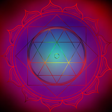 Sacred Indian Geometry Mystical Meditative Diagram Symbol - Vector Durga Yantra
