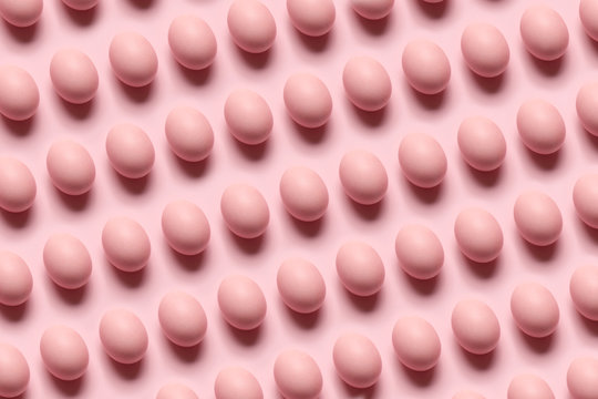 Pink Easter eggs background