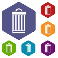Trash can icons set