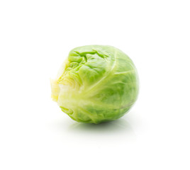 Fototapeta premium Boiled Brussels sprout isolated on white background one whole head.