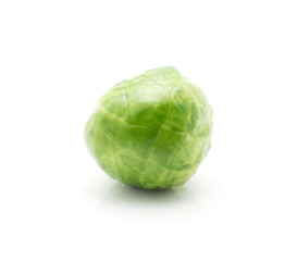 Boiled Brussels sprout isolated on white background one head.