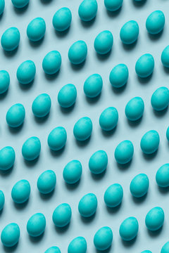 Blue Easter eggs background