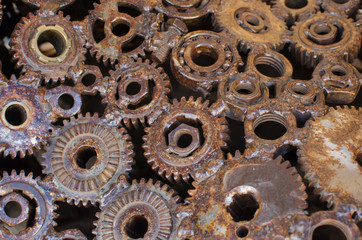 Rusted gears made of metal