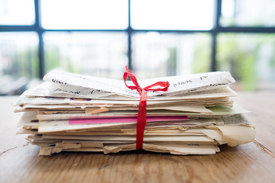 Compiled letters and envelopes