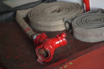 fire hoses on the table